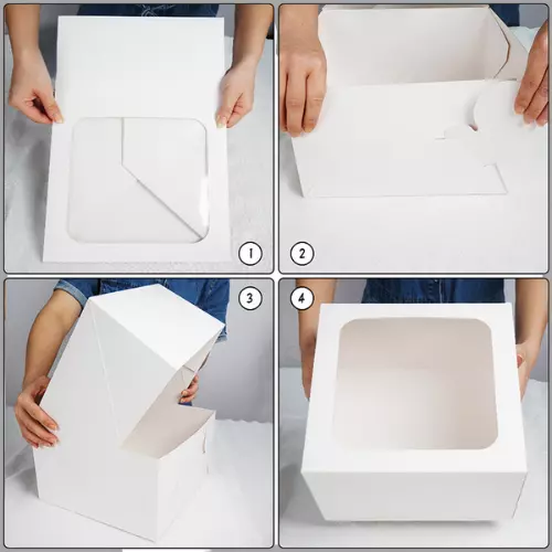 24 Pcs 10X10X5 Inches Cake Boxes with Window White Pastry Boxes Paper Bakery Box 3