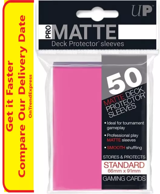 Ultra PRO Matte Deck Protector Sleeves Bright Pink Standard Card 50ct 66 x 91mm
