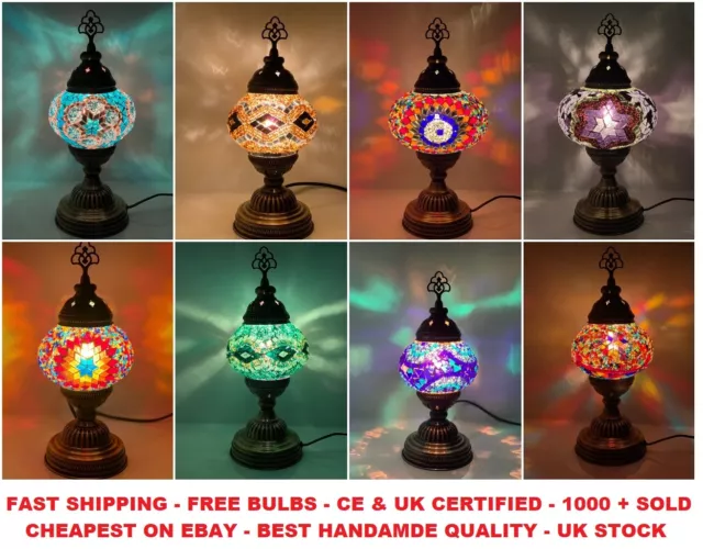 Turkish Moroccan Lamp Tiffany Glass Desk Table Lamp Free Delivery and LED Bulb