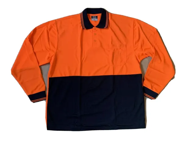 Mens Work Shirt Hi Visibility Polo Shirt Size XXL Long Sleeve