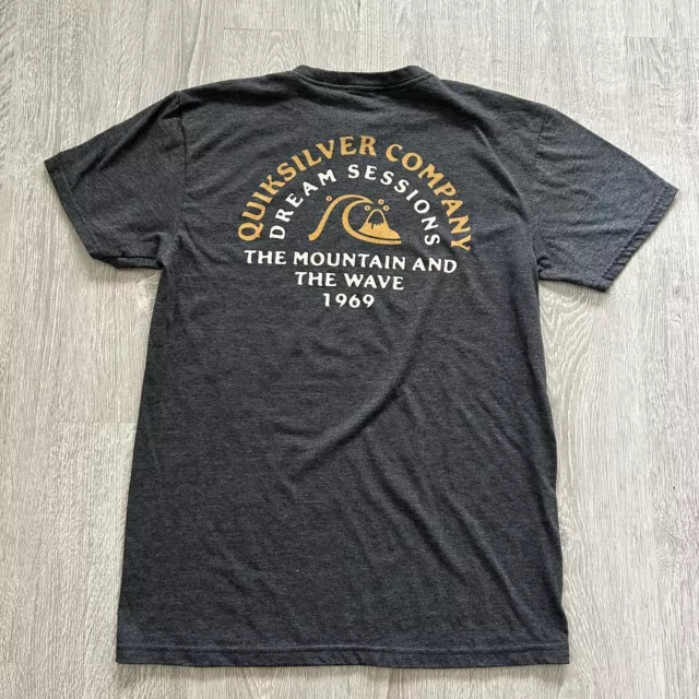 Quiksilver Mens Medium T-Shirt Short Sleeve Regular Fit Mountain Wave Gray Tee 3