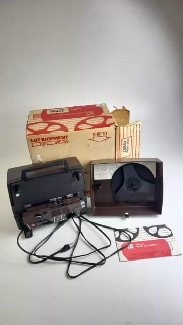 Vintage GAF 1588Z Dual 8 8MM Movie Film Projector W/ Manual & Original Box