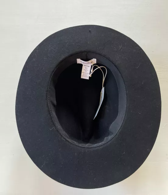NWT NORDSTROM FELTED Wool Fedora Hat Black Women’s Adjustable One Size ...