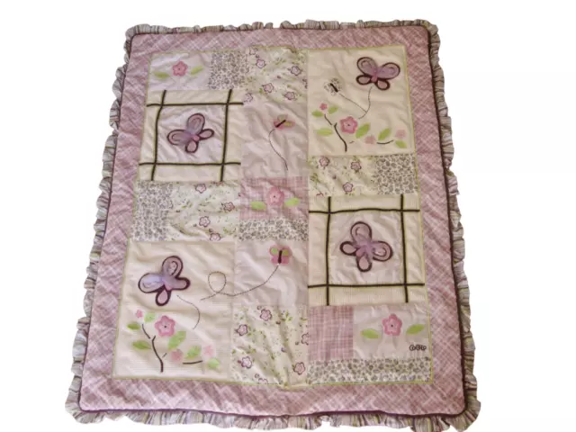 VTG Cocalo Sugar Plum Baby Comforter Quilt Purple Pink Butterfly Patchwork 35x40