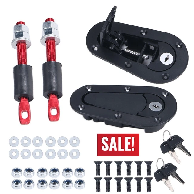 Quick Release Hood Pin Locking Latch Kit BLACK - Universal Fit - USA SELLER