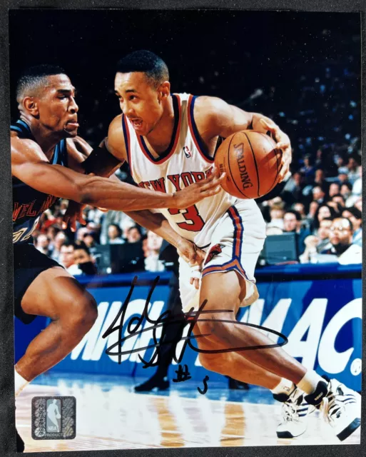 John Starks SIGNED Photo New York Knicks Oklahoma State Cowboys NBA In Person