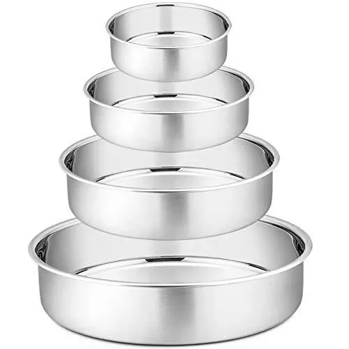 Cake Pan Set - 4” 6” 8” 9.5 4 Piece round Baking Cake Pans Tin Stainless S