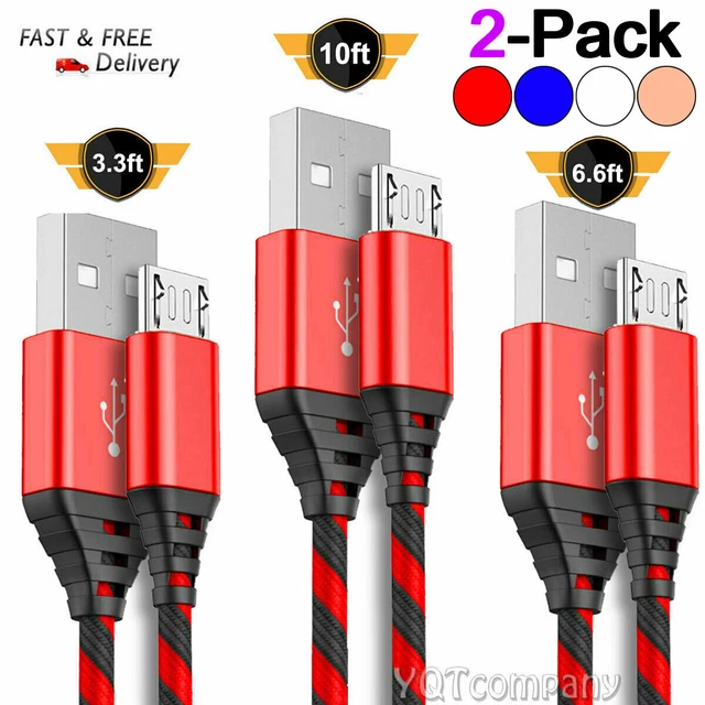 2X MICRO USB Long Cable Fast Charging Charger Cord For Samsung Android