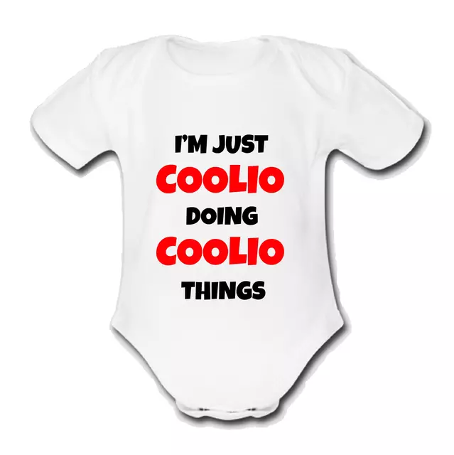 COOLIO Babygrow Baby vest grow gift bodysuit I'M JUST DOING THINGS NAME