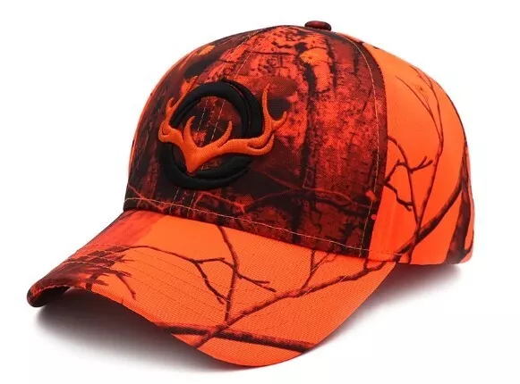 Camouflage Blaze Orange Cap - Hunting Deer Antlers