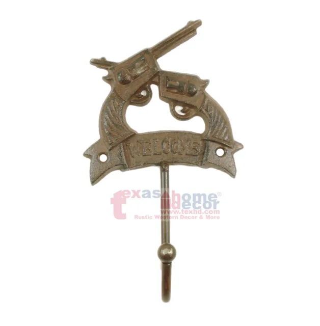 Pistols Wall Hook Key Holder Coat Hanger Cast Iron Welcome Rustic Antique Style