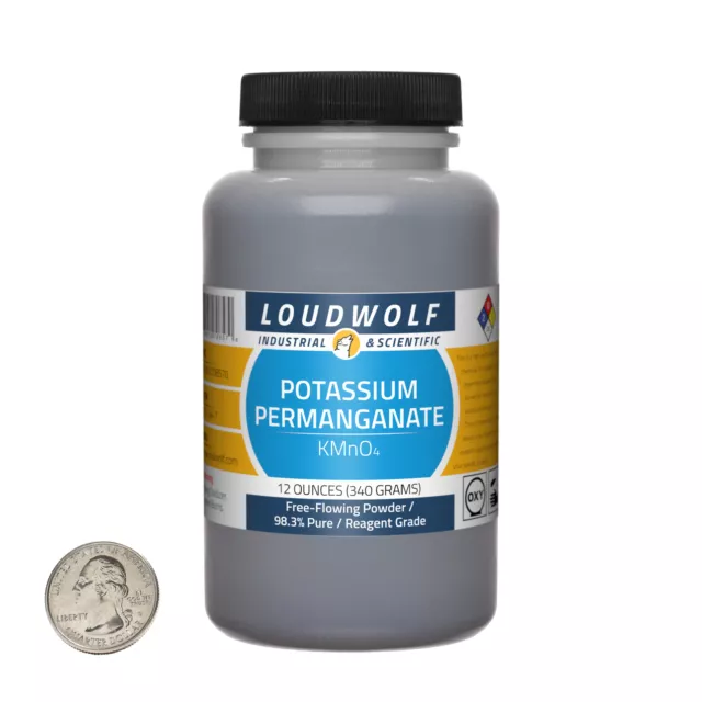 Potassium Permanganate / 12 Oz Bottle / 98.3% Reagent Grade / Flowing Powder