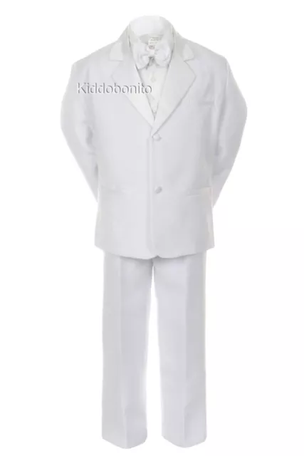 Baby Toddler Kid Teen 1st Communion Wedding Formal White Tuxedo Boy Suit sz S-20