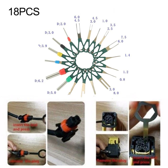 Outil de retrait borne de fil de voiture 18 pièces/ensemble broche de libérati