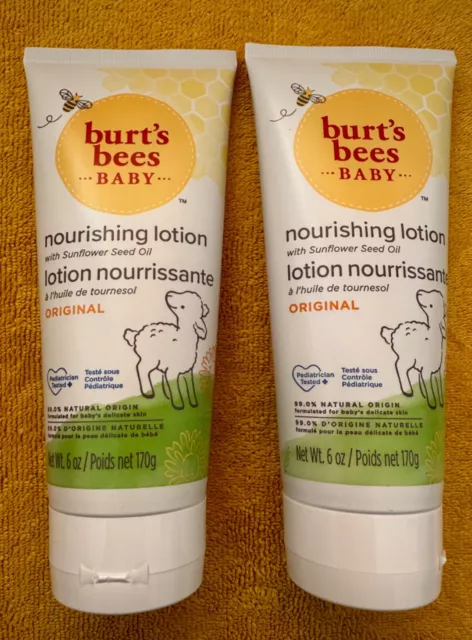 x2 Burt's Bees Baby Nourishing Lotion 170g Gentle New Free P&P!