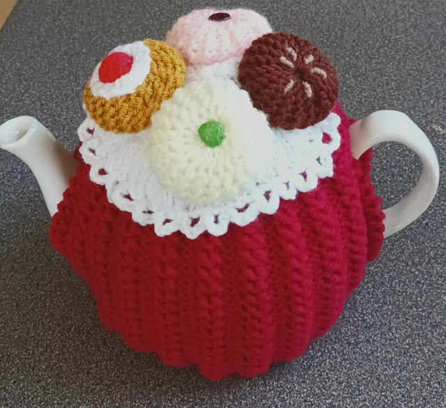Pasteles Acogedores De Té De Punto A La Hora Del Té Tamaño 4 Tazas
