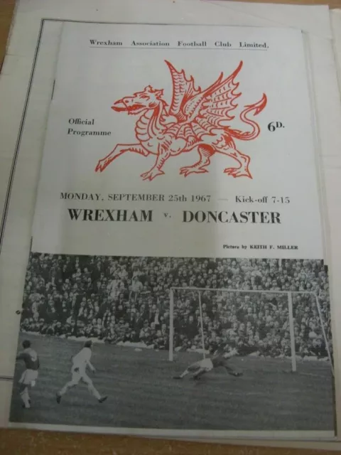 25/09/1967 Wrexham v Doncaster Rovers [Includes Football League Review Vol 2 No