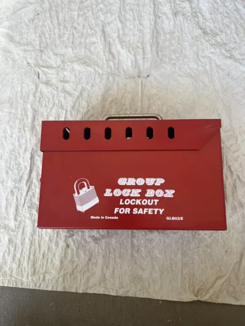 Group Lock Box GLB03/E Red Steel LockOut Box Lock Out Tag Out Kit