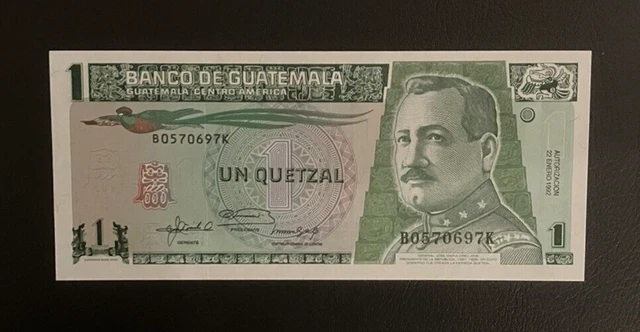GUATEMALA   1 QUETZAL (P73c) 1992 UNC BANKNOTE