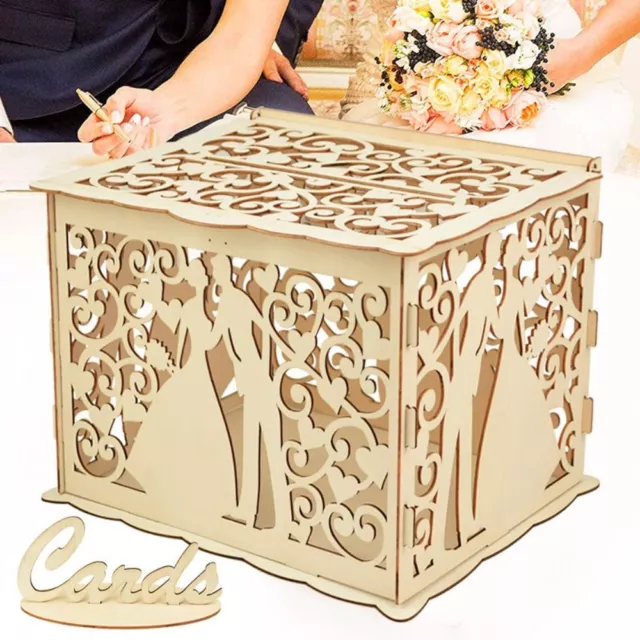 Au Wishing Well Card Box Decorative Wood Carved Wedding Engagement Party Rustic