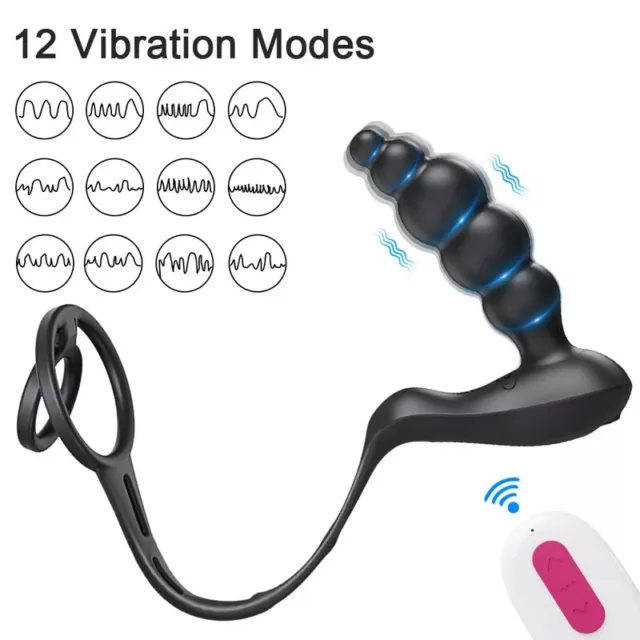 Vibromasseur homme plug anal masseur prostate vibrant anneau pénis 2 en 1 neuf