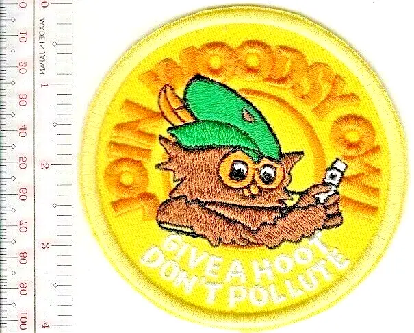 Smokey the Bear Friend Woodsy Owl Asks Give a Hoot Don't Polute Patch vel hooks