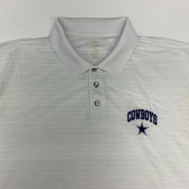 Dallas Cowboys Polo Shirt Men's 2XL XXL Short Sleeve White Polyester Blend