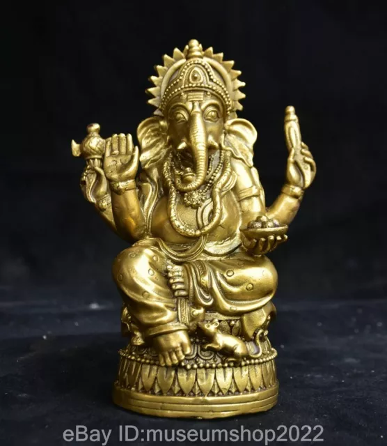 6.8 & CHINESE Buddhism Brass Ganesh Lord Ganesha Elephant God Buddha ...