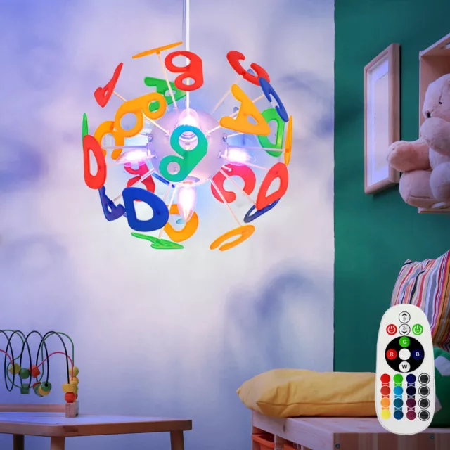 Lampada a sospensione lampada a sospensione lampada bambini lettere colorate LED RGB telecomando dimmer