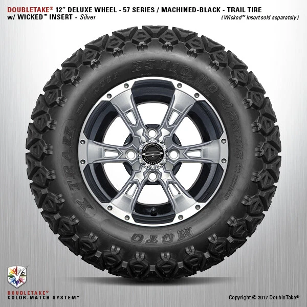 4 Double Take Usiné Noir Argenté Soulevé 57 Séries Roue &tire 12 " Golf Voiture