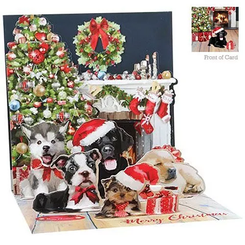 3D Pop Up Greeting Card from Up With Paper - CHRISTMAS PUPPIES - UP-WP-X-1350