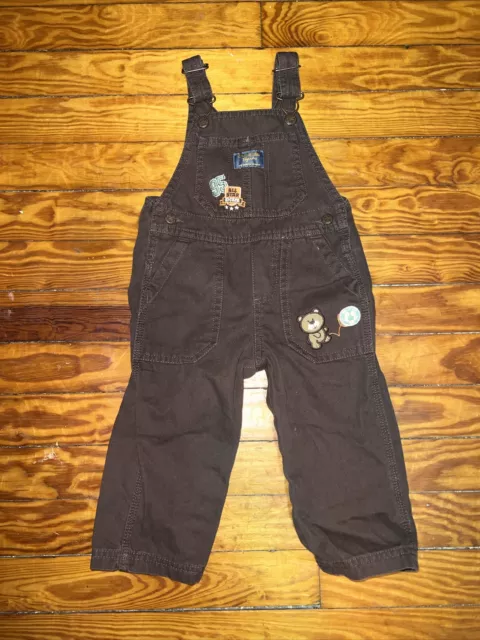 Oshkosh Bgosh Overalls Vestbak - Brown, Bear, Soccer Sports - Boys Toddler 18M