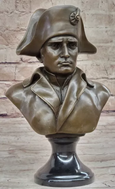 Classique Napoléon Bonaparte Bronze Buste Sculpture Noir Marbre Base Art