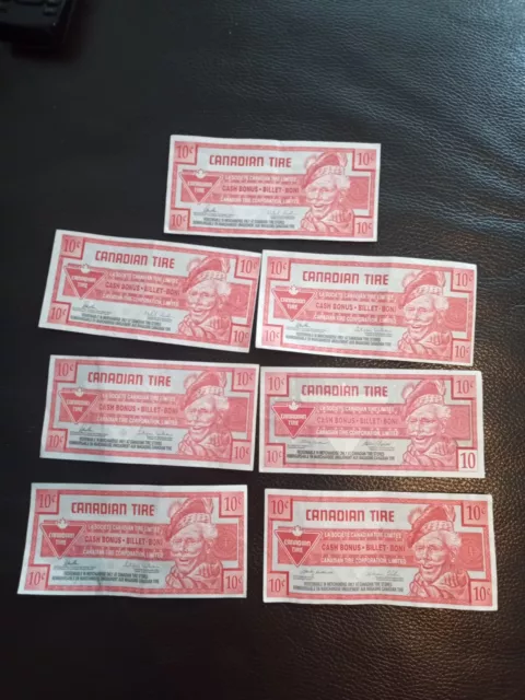 Lot of 7 CTC Canadian Tire Money Coupons from Canada 10 cents