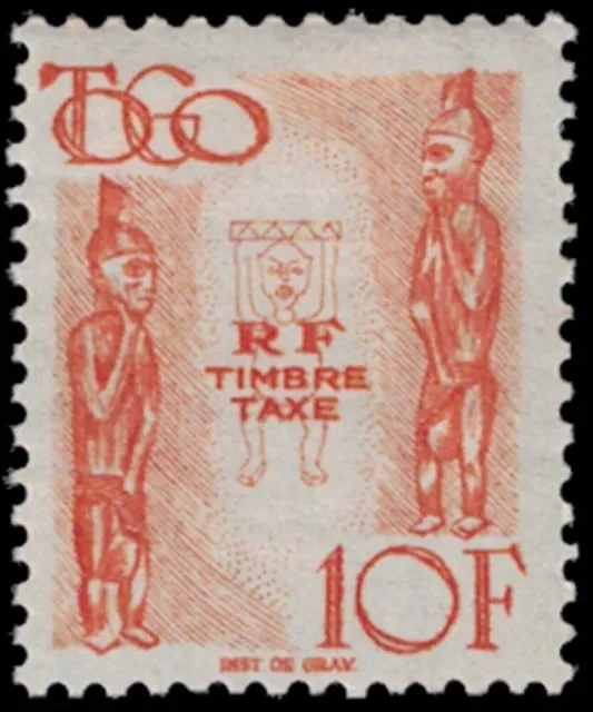 1947 FRENCH TOGO Stamp - Postage Due "Idols" 10F 1511