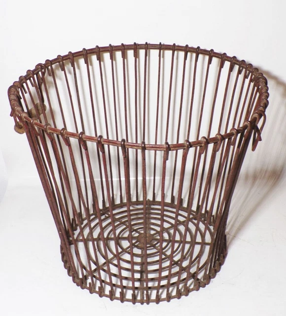Antiguo Cesta para Patatas Cesta de Alambre Metal Decoración