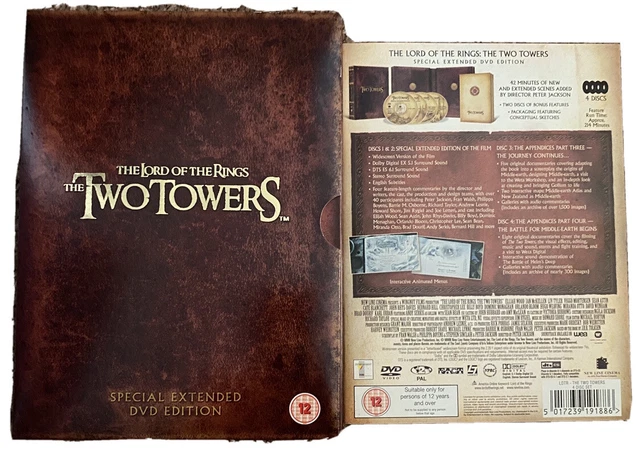 THE LORD OF the Rings The Two Towers Special Extended Edition DVD box ...