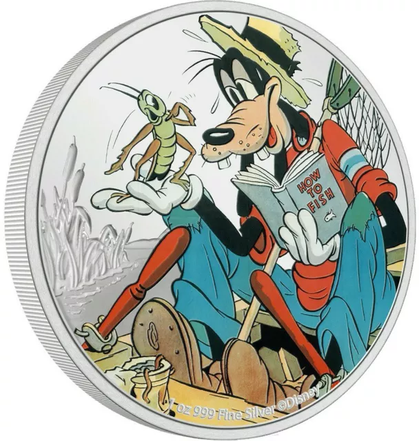 2022 $2 Niue 90TH ANNIVERSARY OF GOOFY Colorized 1 Oz Silver Proof Coin.
