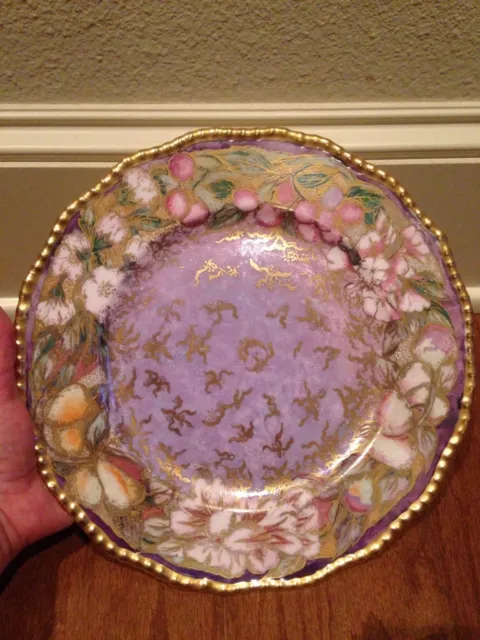Royal Doulton Hand Painted Signed Cabinet Plate Florals/Fruit/Tons of Gold 1929