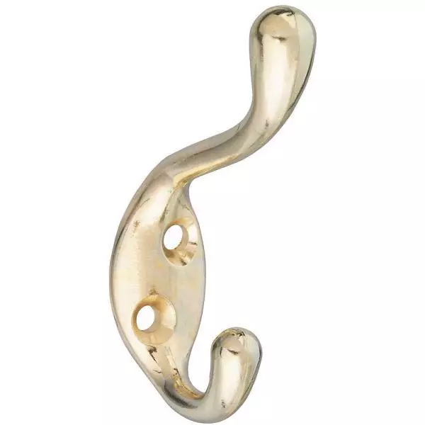20 Pk Die Cast Brass Finish 3.3" High X  2.5" Projection Coat & Hat Hook N248229