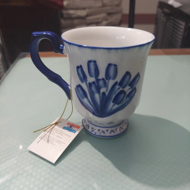 Rare Delft Blue Royal Twickel Ter Steege BV Embossed Tulip Cup with Tag