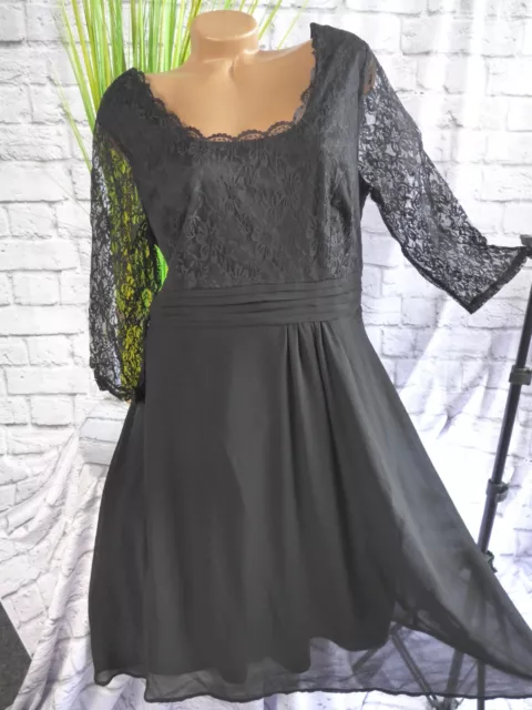 Sheego schönes Kleid Eventkleid Abendkleid schwarz Spitze (441) NEU