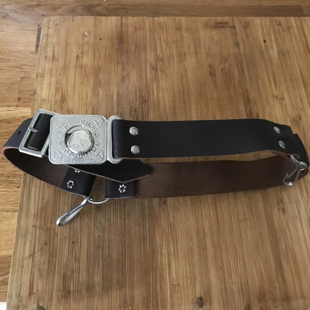 VINTAGE SCOUTING MEMORABILIA 1970s Girl Guide Leather Belt With Clips