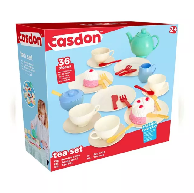 Casdon Tea Set Role Pretend Play Kids Childrens Toy Playset Fun Gift 36 Pieces 2