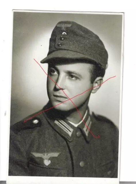 Nr-50071 Porträt Foto PK 2,Wk Deutscher Soldat Feldmütze 1944 Uchtua  Russland