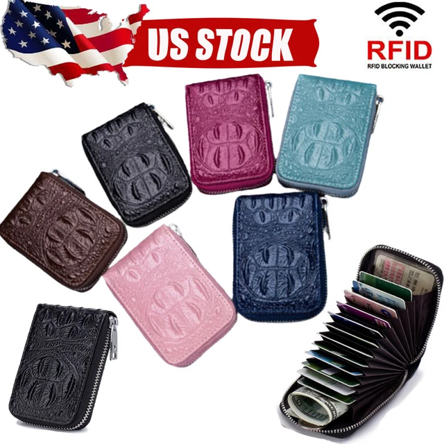 Mens Womens Wallet RFID Blocking Clutch Leather Credit Card Holder Coin Purse