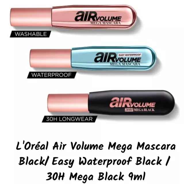 L'Oreal Air Volume Mega Mascara Black/ Easy Waterproof Black /  30H Mega Black