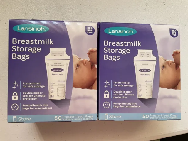 Lansinoh Breastmilk Storage Freezer Bags 100 Count NEW Pump Into Bag