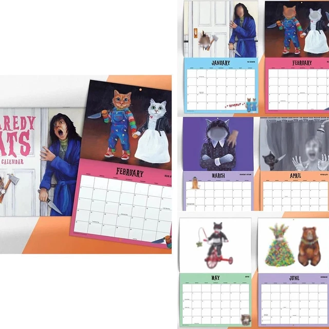 TIME PLANNING SCAREDY Cats 2025 Monthly Calendar Home Decoration EUR 9