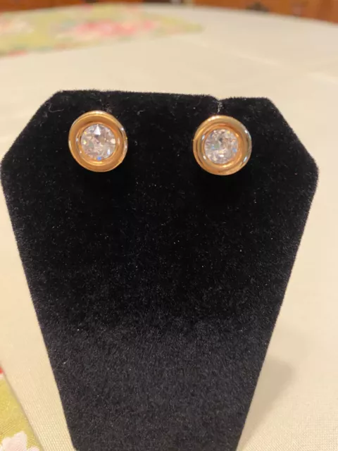 Swarovski Pierced Earrings - Clear Crystal In Gold Plate